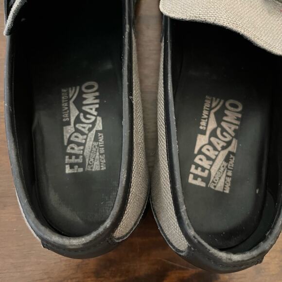 Salvatore Ferragamo Mens BERTO Loafers Silver Gancini Horse Bit Shoes Sz 9 main image 12